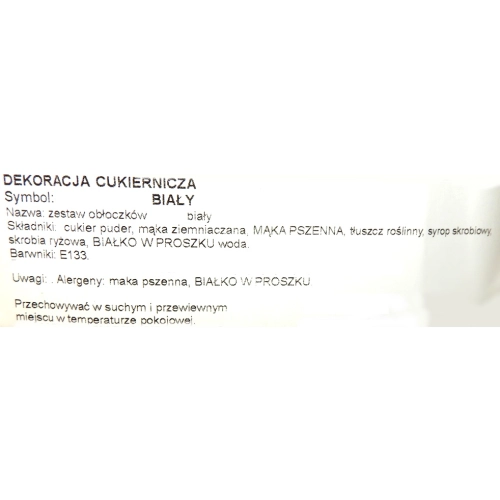 Figurki cukrowe ozdoby na tort chmurki dekoracje urodzinowe chmurka biała 5 sztuk